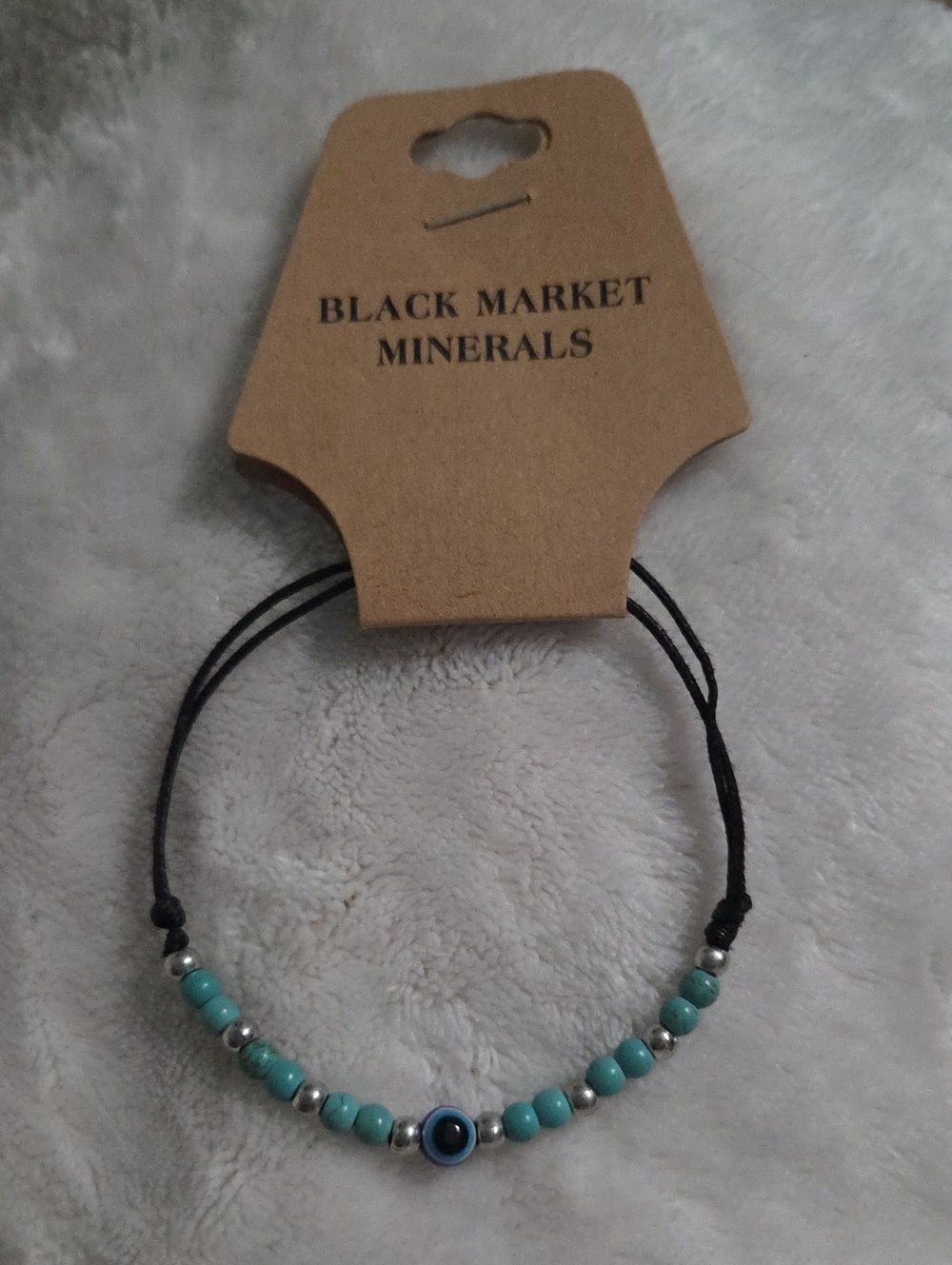 Black Market Minerals | Turquoise Beaded Evil Eye Bracelet